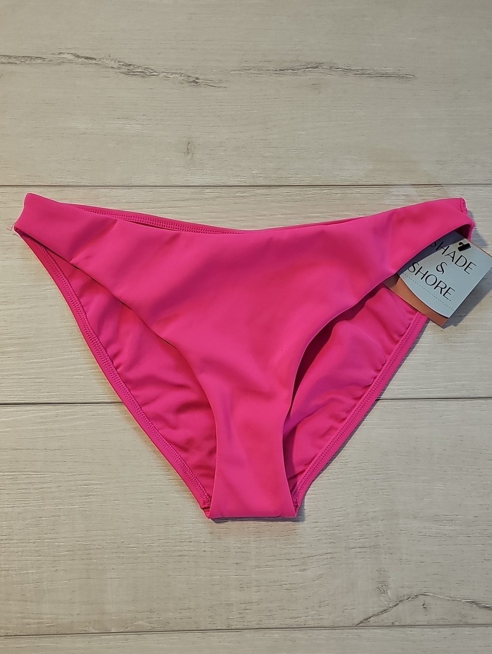 Shade & Shore Women's M Vibrant Pink High Leg Medium Coverage Bikini Bottom